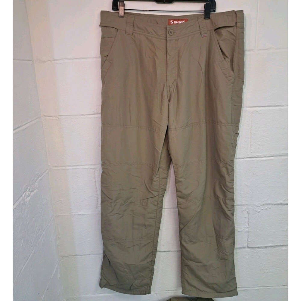 Simms Fleece Lined Pants Mens Tan Cold Weather Fishing Outdoor Utility Size XL